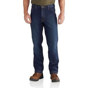 CARHARTT Men's Relaxed Fit Mid-Rise Rugged Flex Dungaree Jeans Navy Blue 32/30